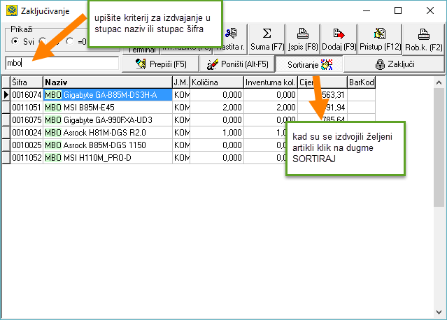 ZAKLJUČAK SORTIRANJE